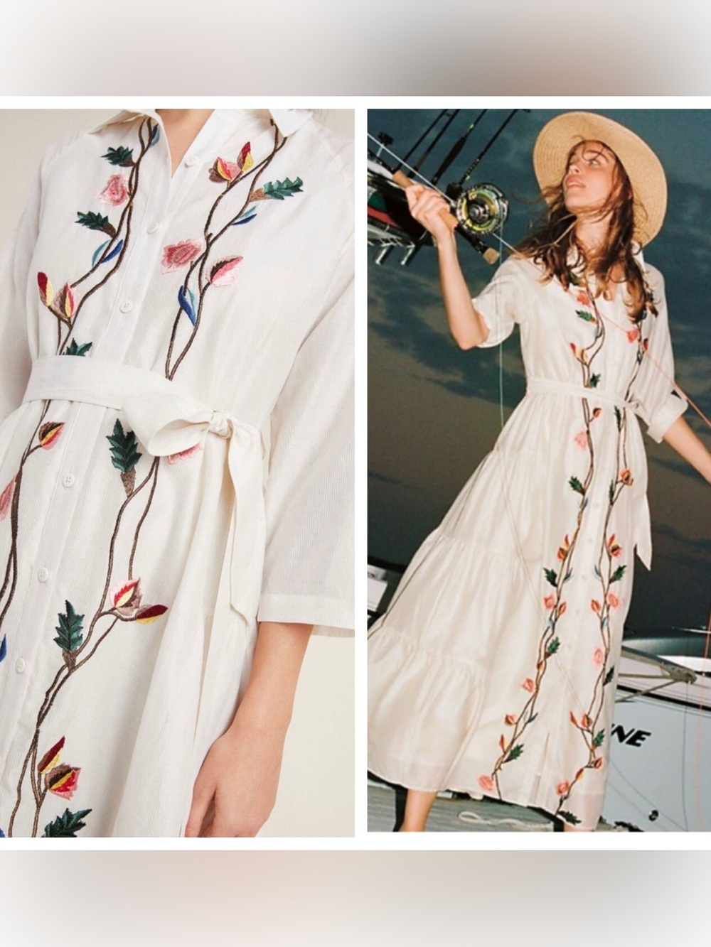 Anthropologie Samant Chauhan Embroidered Shirtdres